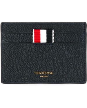 Thom Browne Accessoires ,Blauw ,Leer Pebbled Leather Card Holder - Zwart