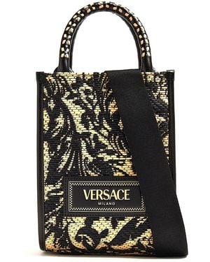 Versace Rafia Barocco Mini Tote Tasche - Schwarz