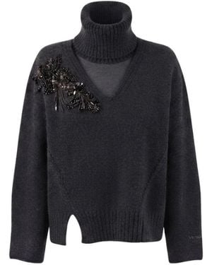 Ermanno Scervino Rippstrick-Pullover Mit Hohem Kragen - Schwarz