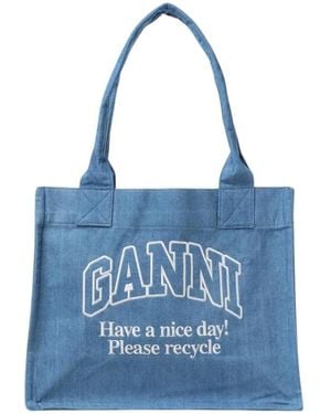 Ganni Tote Bags - Blue