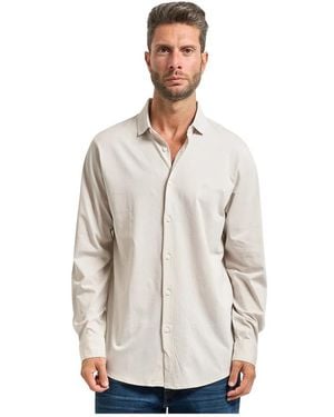 ARMANI EXCHANGE Weißes Langarmhemd Mit Besticktem Logo - Natur