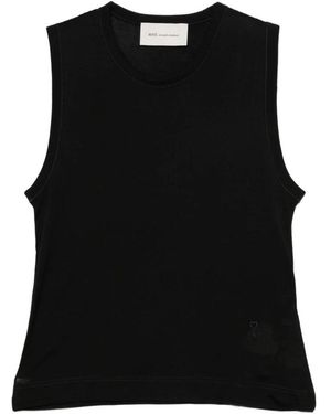 Ami Paris Ärmelloses Rundhals-Tanktop - Schwarz