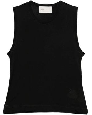 Ami Paris Mouwloze Ronde Hals Tanktop - Zwart
