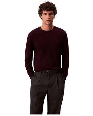 Calvin Klein Truien & Vesten ,Bruin ,Wol Merino Wol Trui - Rood
