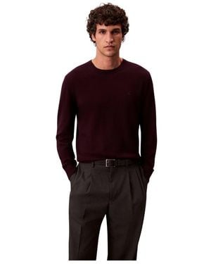 Calvin Klein Truien & Vesten ,Bruin ,Wol Merino Wol Trui - Rood