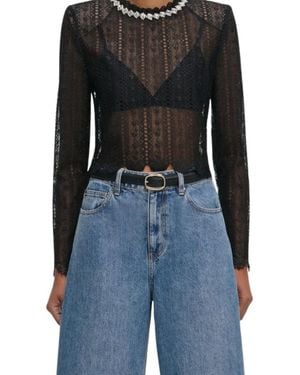 Self-Portrait Round-Neck Knitwear - Negro