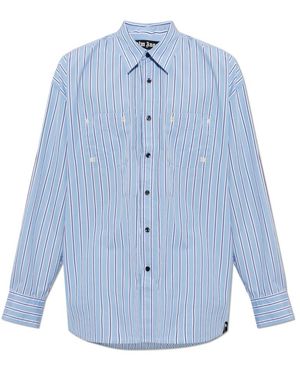 Palm Angels Gestreiftes Hemd - Blau