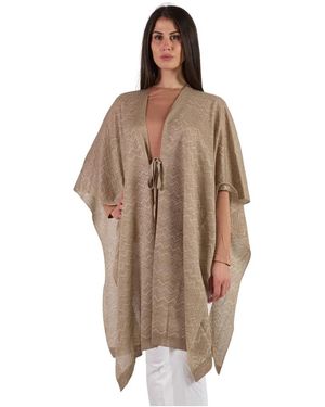 Missoni Jassen ,Bruin ,Polyester Gouden Gesloten Cape Met Strik