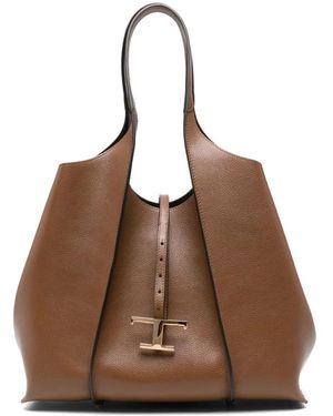 Tod's T Timeless Medium Leren Tote Bag - Bruin