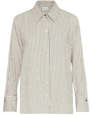 Marella Overhemden ,Wit ,Gewassen Viscose Twill Blouse