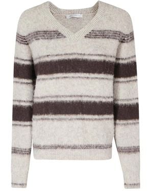 Low Classic Lc254Kn03Ot V-Ausschnitt Strickpullover - Grau