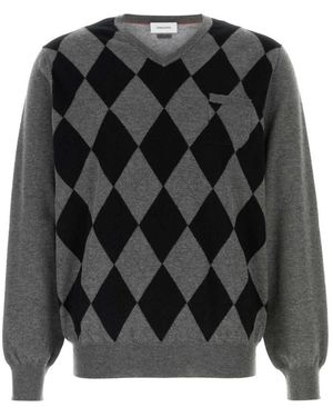 Ferragamo V-Neck Knitwear - Grey