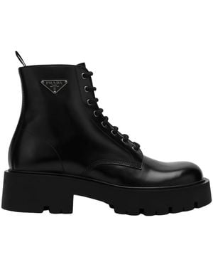 Prada Lace-Up Boots - Black