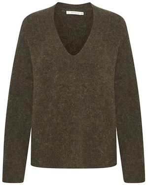 Gestuz Dunkeloliver V-Ausschnitt Pullover - Grün