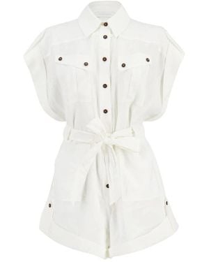 Zimmermann Jumpsuits & Playsuits ,Leer Rhiannon Cuffed Linen Playsuit - Wit