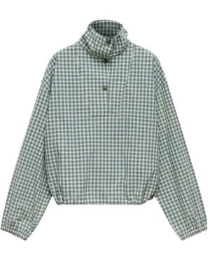 Marni Tops ,Groen ,Geruite Blouse Met Trekkoord - Blauw
