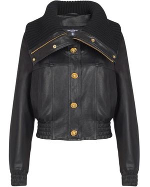 Balmain Leather Jackets - Zwart