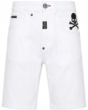 Philipp Plein Korte Broeken ,Wit ,Denim Denim Formentera Shorts