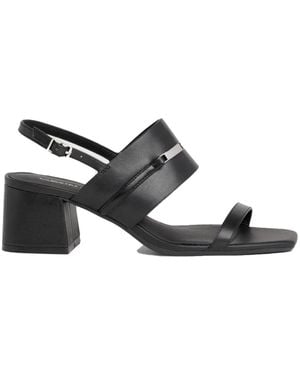 Calvin Klein Leather Heeled Sandals - Black