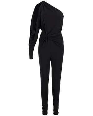 Saint Laurent Schwarzer One-Shoulder-Jumpsuit