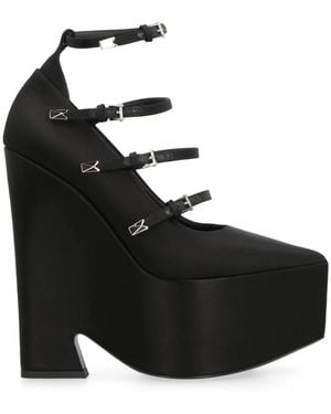 Versace Satin Wedge Court Shoes - Black
