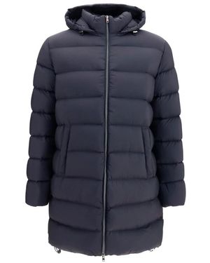 Herno Jassen ,Zwart ,Leer Lange Gewatteerde Jas - Blauw