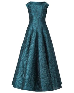 Talbot Runhof Kleedjes ,Groen ,Leer Elegante A-Lijn Avondjurk - Blauw