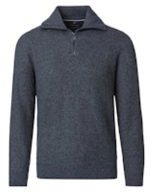 CASA MODA Half-Zip Turtleneck Sweater - Blauw