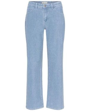 Cream Straight Fit Jeans - Blue