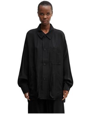 Y-3 Overhemden ,Zwart ,Viscose Chore Jacket Shirt