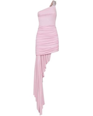 Amen Kleedjes ,Roze ,Asymmetrische Midi-Jurk Met Ruches