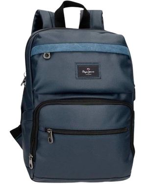 Pepe Jeans Tassen ,Blauw ,Polyester Court Documenthouder Rugzak