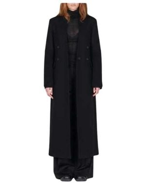 Isabel Benenato Langer Offiziersmantel - Schwarz