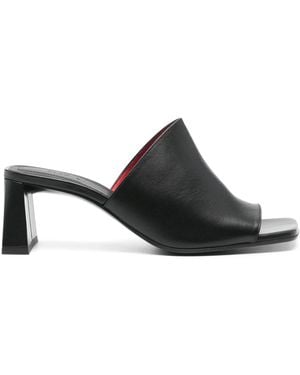 Plan C Heeled Mules - Black