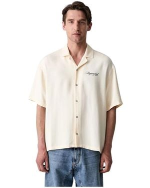 Represent Overhemden ,Katoen Owners Club Script Short Sleeve Shirt - Naturel