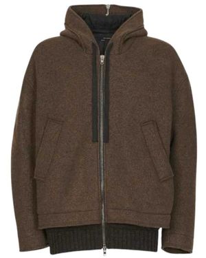 Isabel Benenato Jassen ,Bruin ,Wol Oversized Militaire Jas Van Gemengde Stof