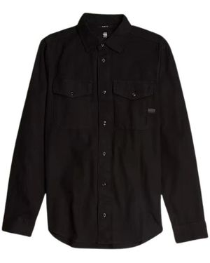 G-Star Overhemden ,Zwart ,Denim Marine Slim Shirt Met Borstzakken