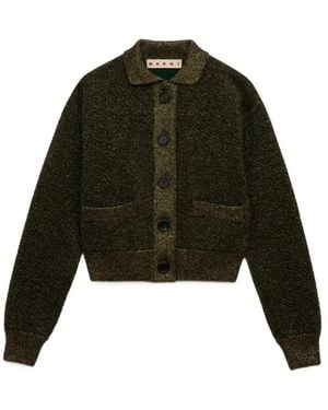 Marni Wol Cardigan Met Lurex Details - Groen