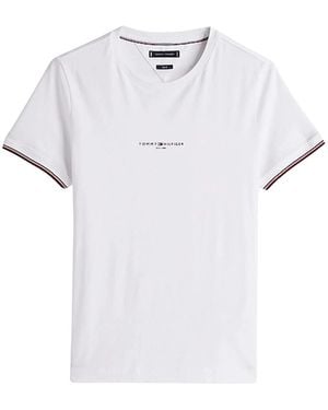 Tommy Hilfiger Logo Tipped Tee Retro Stil - Weiß