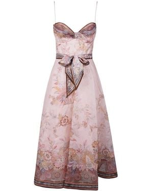 Zimmermann Kleedjes ,Veelkleurig ,Linnen Alchemy Midi Dress - Roze