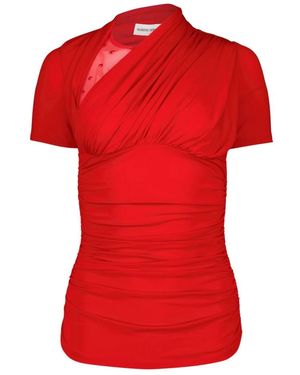 Marine Serre Overhemden ,Rood ,Top Van Jersey En Plumetis