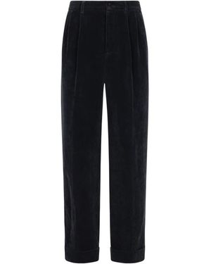 Valentino Broeken ,Blauw ,Washed Cotton-Linen Velvet Pants - Zwart