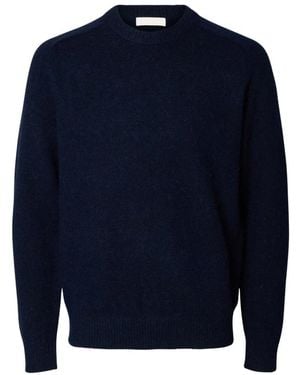 SELECTED Truien & Vesten ,Blauw ,Wol Gebreide Trui Met Ronde Hals