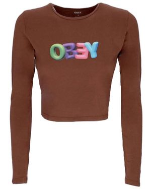Obey Long Sleeve Tops - Marrón