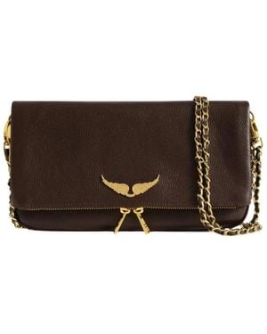 Zadig & Voltaire Grained Leather Clutch - Bruin