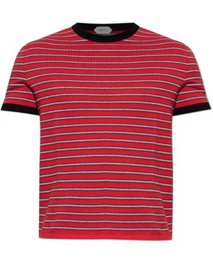 Versace Tops ,Rood ,Katoen Jacquard T-Shirt Van Katoenmix
