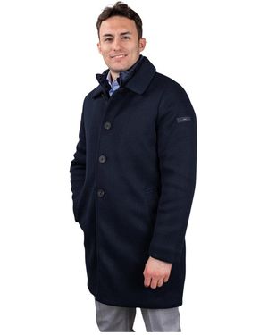 Unity Original Jassen ,Blauw ,Leer Enkelrijige Jas Met Klassieke Kraag