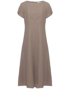 Antonelli Kleedjes ,Bruin ,Crewneck Silk Midi Dress