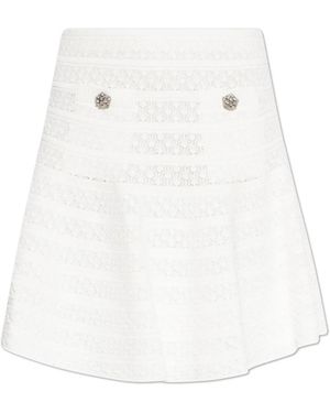 Self-Portrait Pointelle Gebreide Mini Rok - Wit