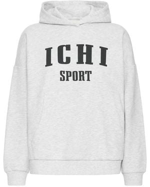 Ichi High-Rise Sweatshirt Mit Coolem Print - Weiß